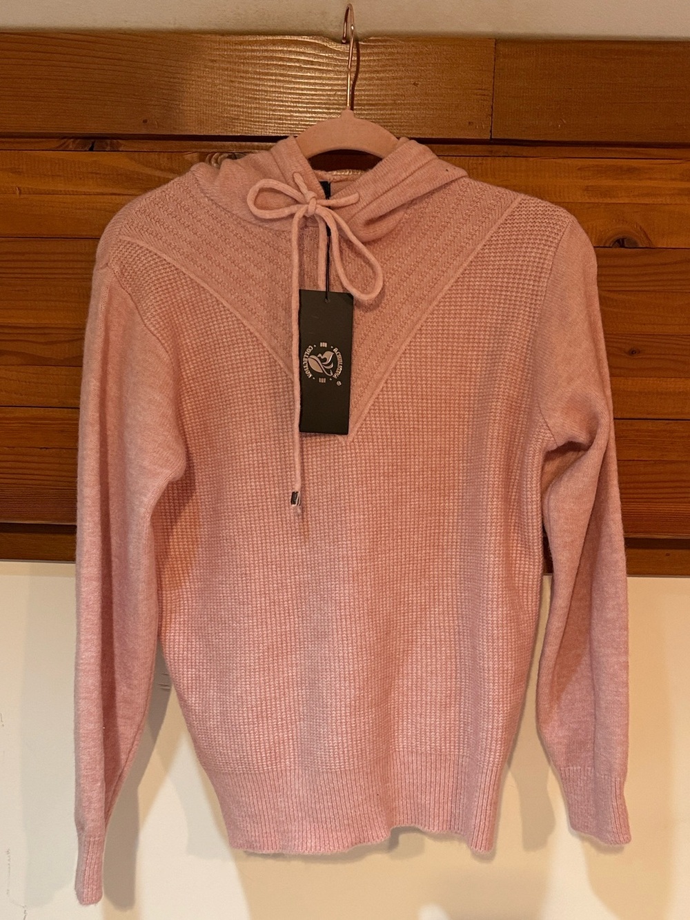 Christina Blush Pink Cowl Neck Hooded Sweater